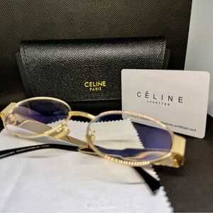 Celine Gold Rim Oval Sunglasses -